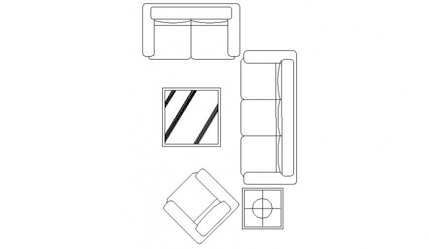 Drawing room furniture block of sofa set block detail elevation drawing in autocad