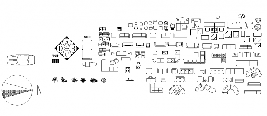 Drawing room furniture detail elevation CAD blocks autocad file