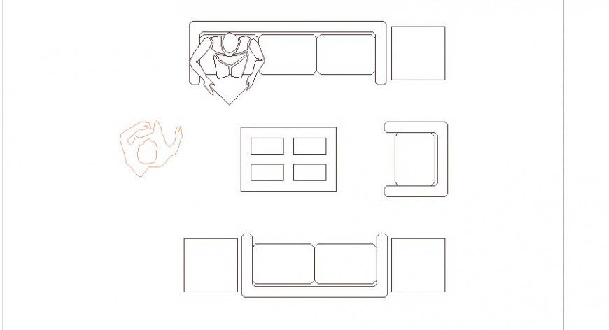 Drawing room furniture top view 2d elevation blocks drawing details dwg file