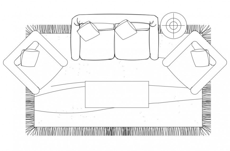Drawing room furniture top view elevation cad block details dwg file