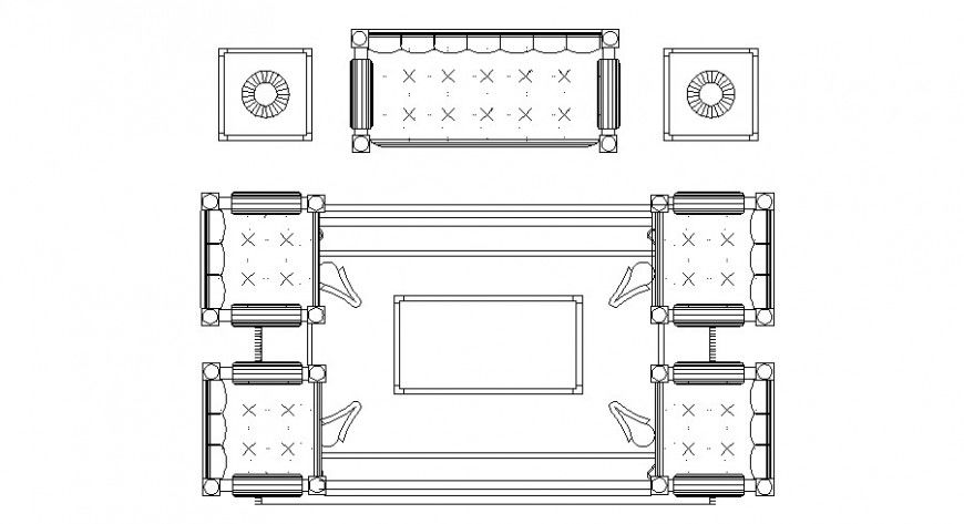 Drawing room furniture units detail elevation 2d view autocas file
