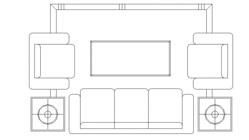 Drawing room furniture units drawing in Autocad