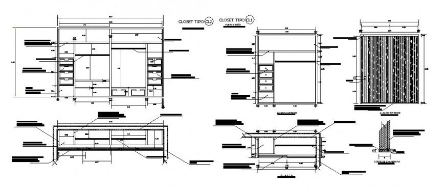 Drawing room furniture units of showcase detail drawing in autocad