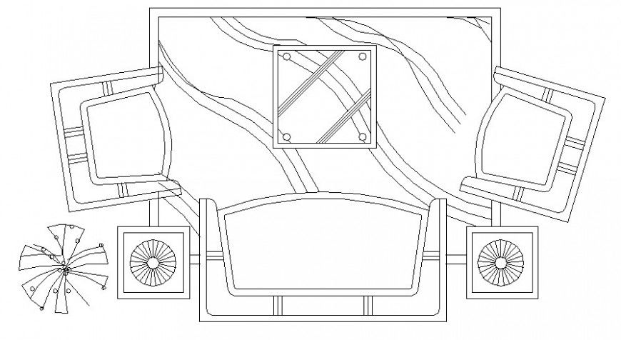 Drawing Room Sofa Set Layout Furniture Units DWG File