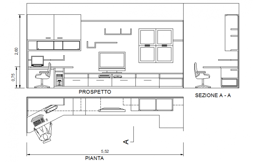 Drawing room interior and furniture details of house dwg file