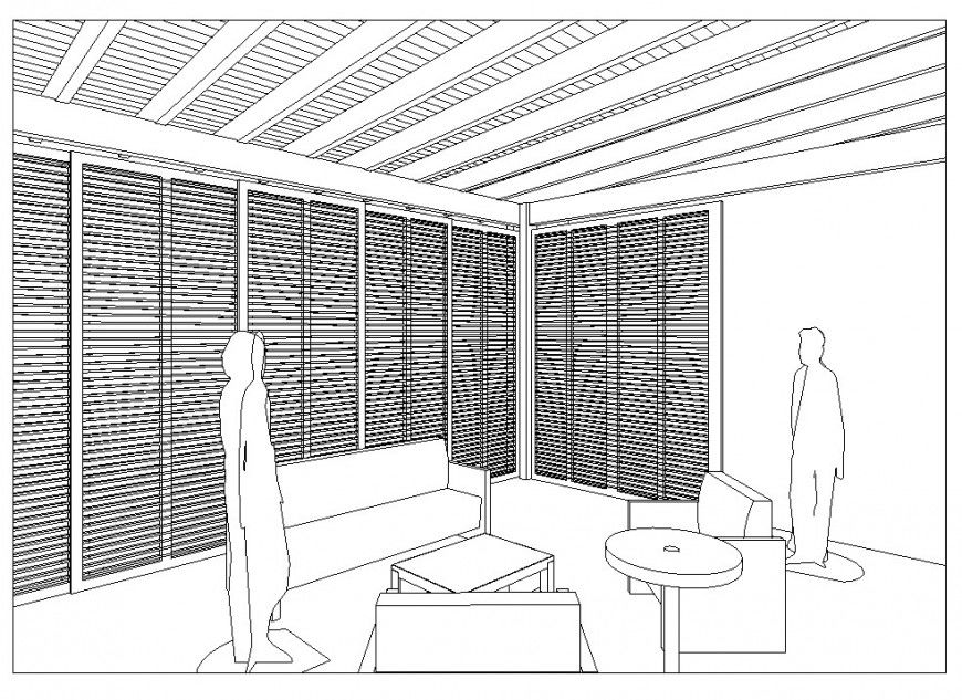 Drawing room interior detail 2d view CAD structure autocad file