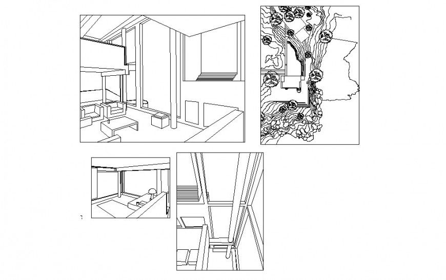 Drawing room of house isometric model cad drawing details dwg file
