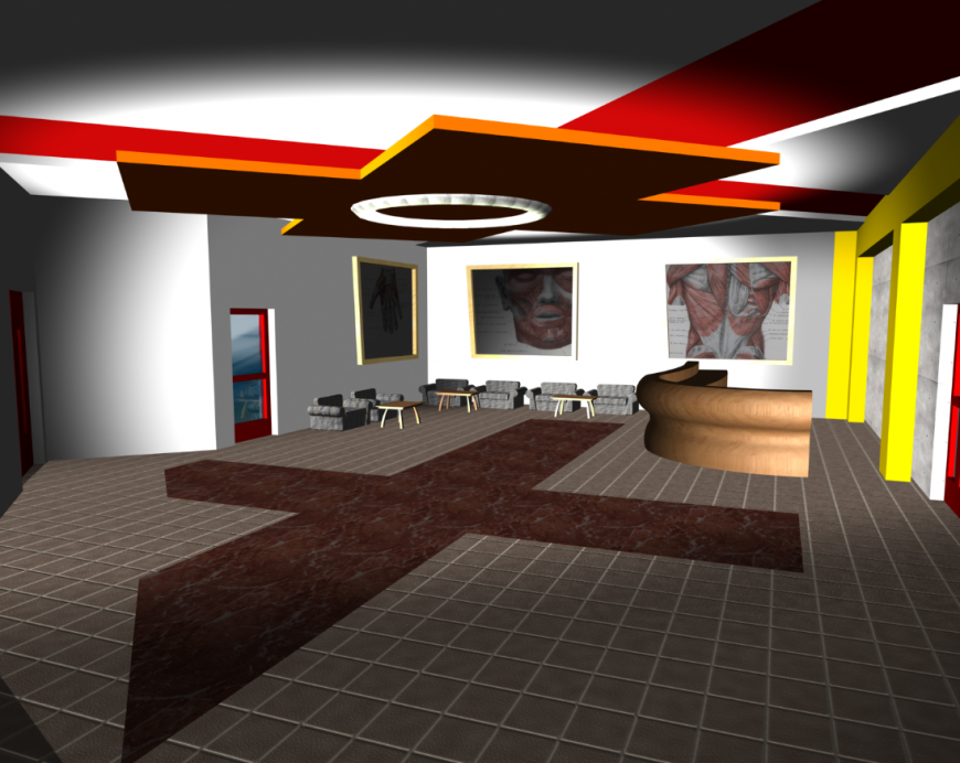 Drawing room plan, furniture and 3d interior drawing details dwg file