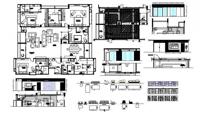 Drawing room plan and elevation of house in AutoCAD file