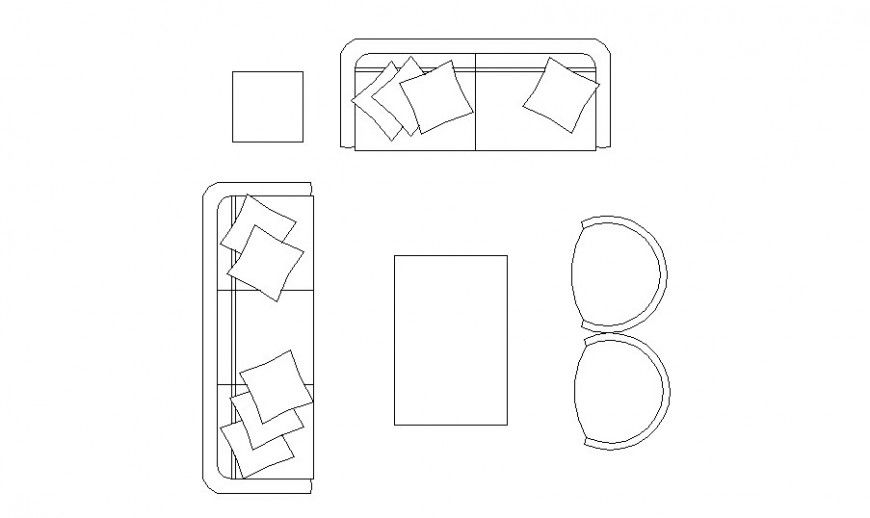 Drawing room sofa set and furniture blocks cad drawing details dwg file