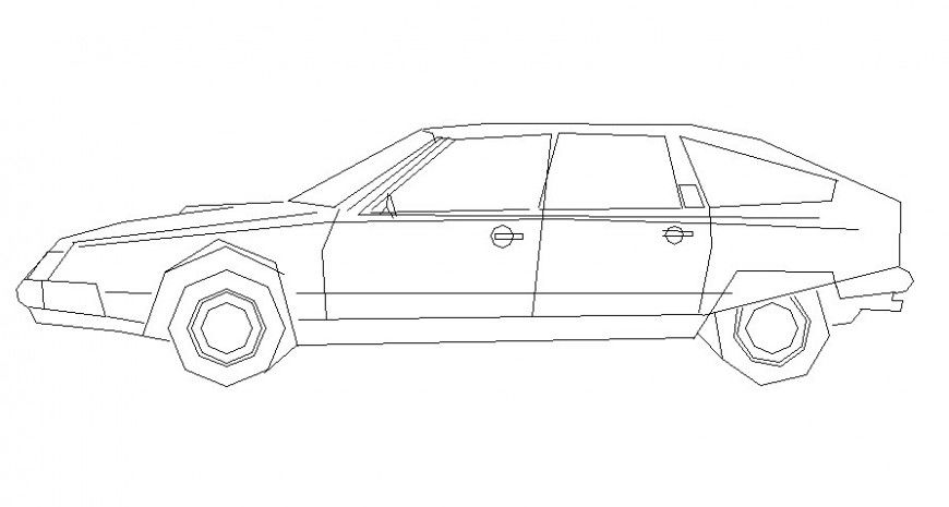 Drawing Transportation units car 2d view elevation dwg file