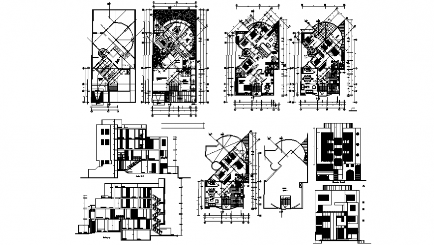 Drawings 2d drawings of house plan elevation and section dwg file