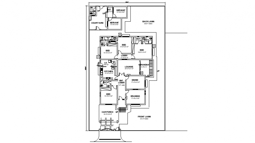 Drawings 2d view center line of house autocad file