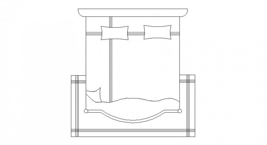 Drawings 2d view details of furniture double bed autocad software file