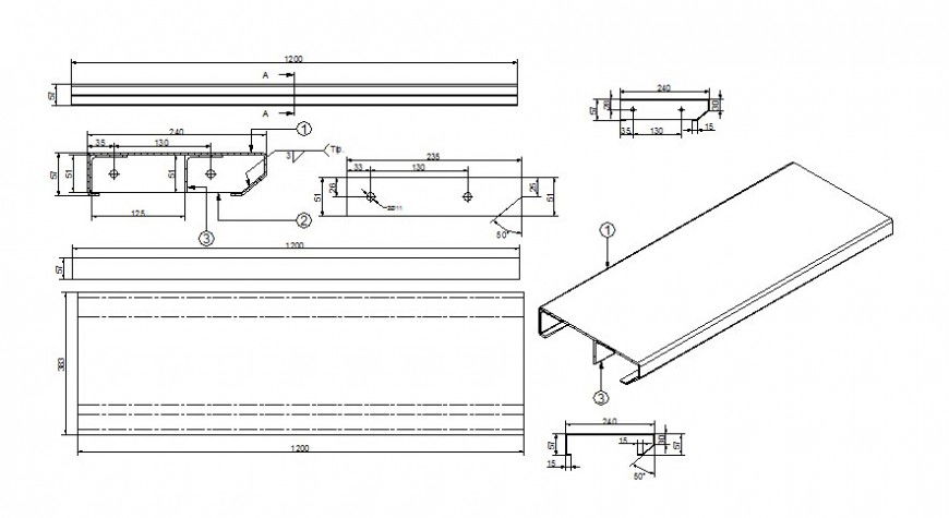 Drawings 2d view elevation of angle sections construction units dwg file
