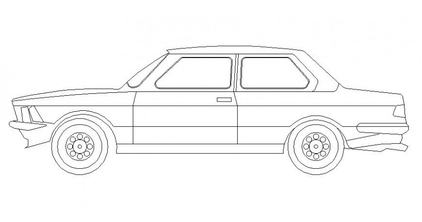 Drawings 2d view elevation of car autocad software file