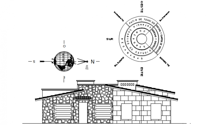 Drawings 2d view elevation of house CAD blocks autocad file