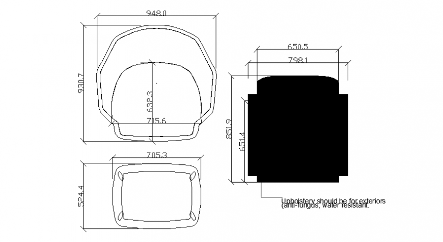 Drawings 2d view elevation of table and chair blocks dwg file