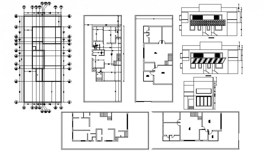 Drawings 2d view elevation plan of house autocad software file