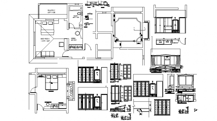 Drawings 2d view layout floor plan of house autocad file