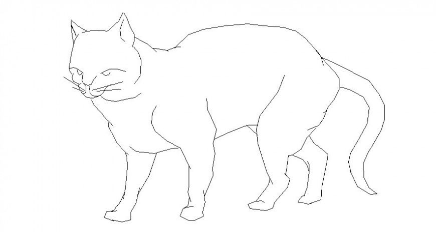 Drawings 2d view of cat elevation animal blocks dwg autocad file