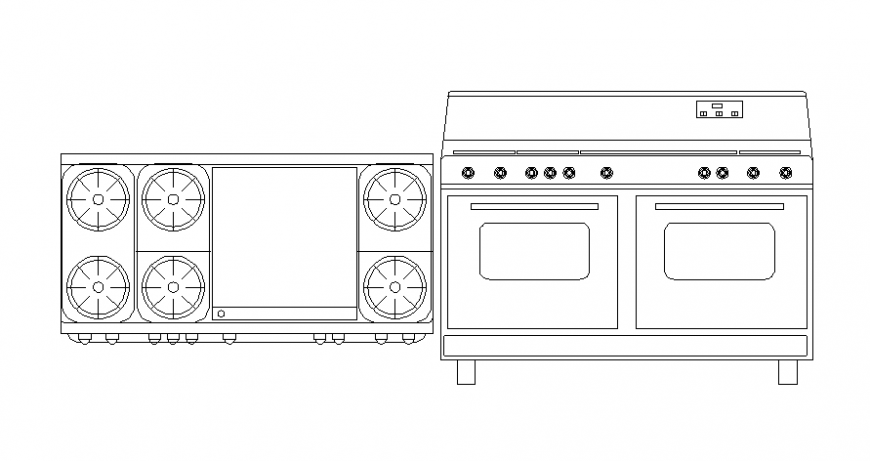 Drawings 2d view of gas-stove elevation autocad software file