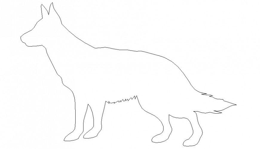 Drawings 2d view of german shepherd dog elevation dwg autocad file