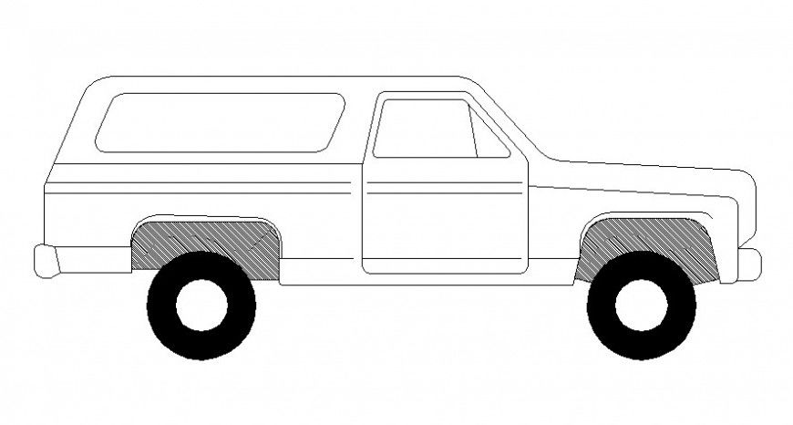 Drawings 2d view of jeep elevation blocks autocad software file