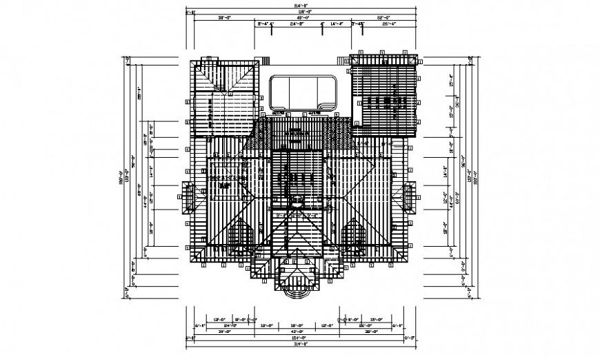Drawings 2d view of roof coverings layout autocad file