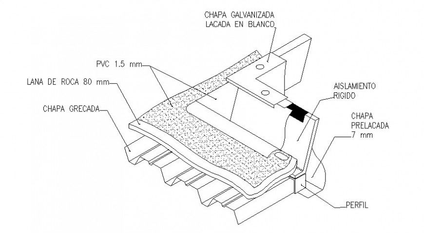 Drawings 2d view of roofing structure autocad software file