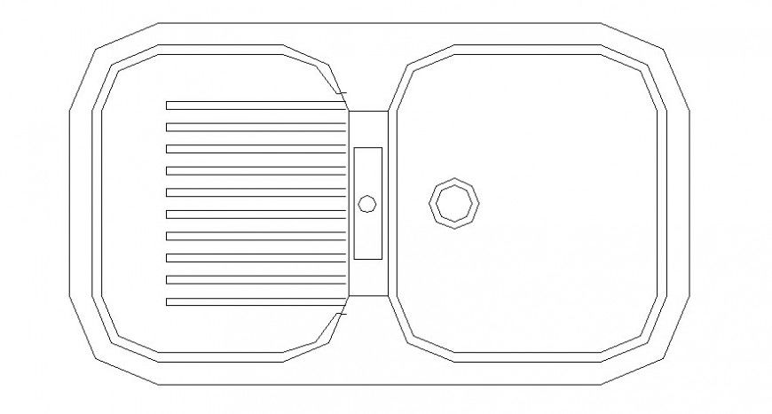 Drawings 2d view of sink one of the kitchen automation blocks dwg file