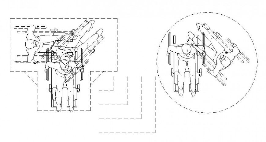 Drawings 2d view sign of handicapped person autocad file