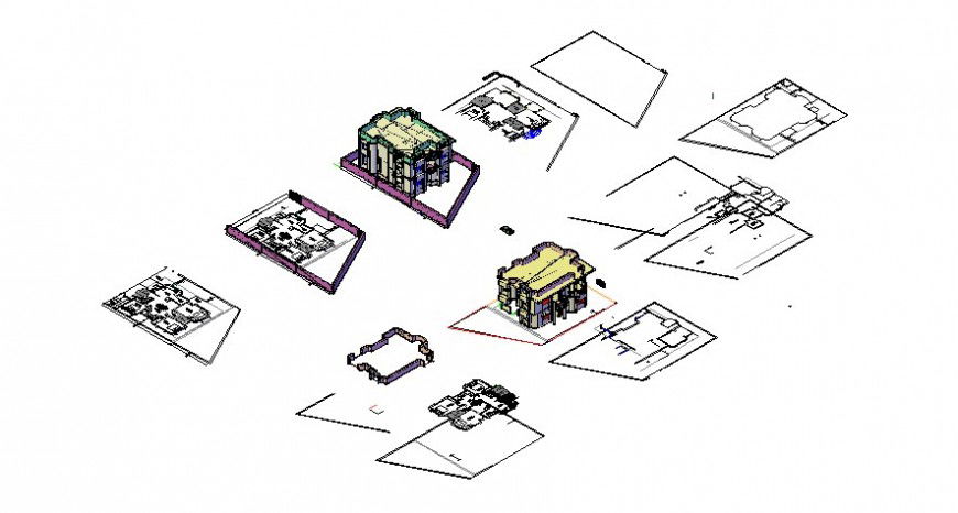 Drawings 3d model of housing apartment autocad software file
