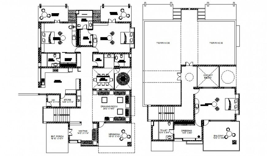 Drawings center line plan of house 2d view autocad software file