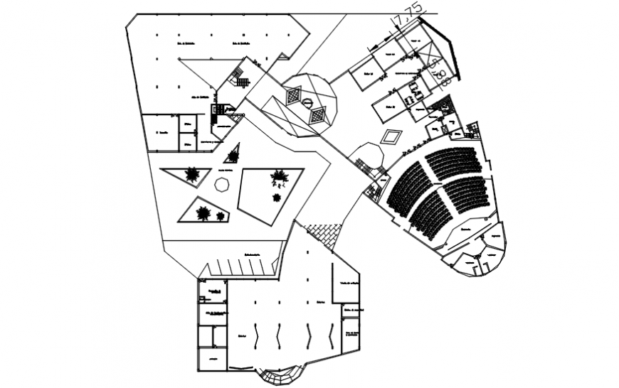 Drawings detail of auditorium building units 2d view autocad file