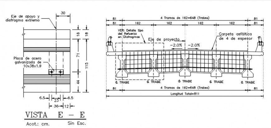 Drawings detail of bridge structure blocks 2d view autocad file