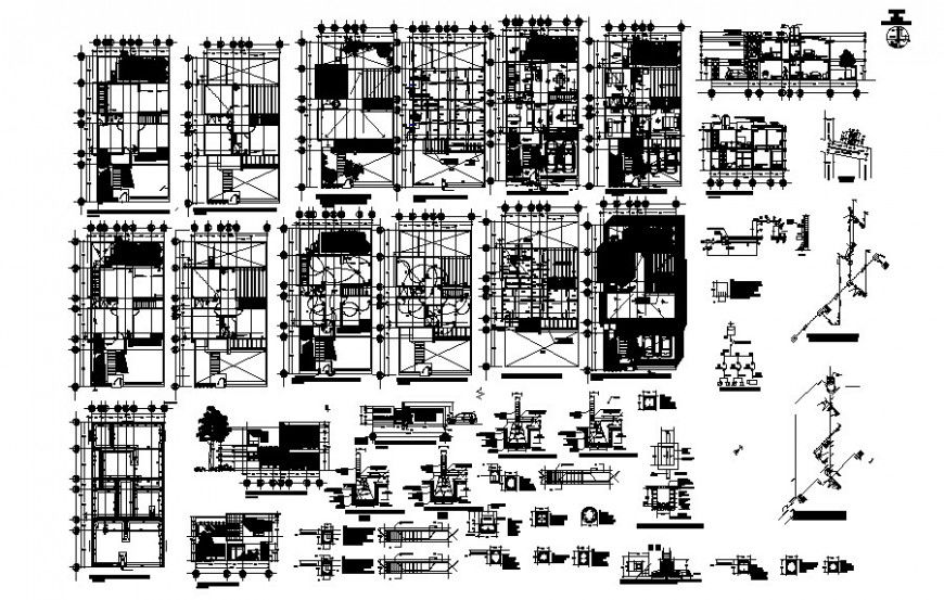 Drawings detail of building units 2d view plan and section autocad file