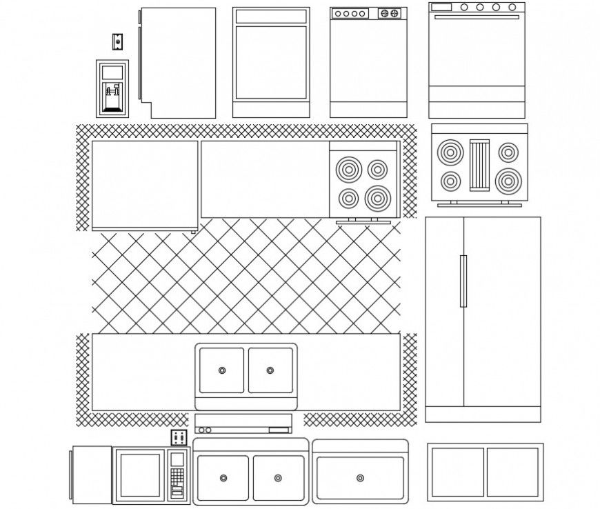 Drawings detailing of kitchen automation units dwg file