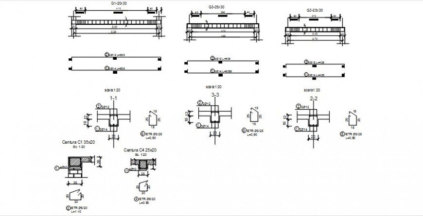 Drawings detailing of RCC structural blocks autocad software file