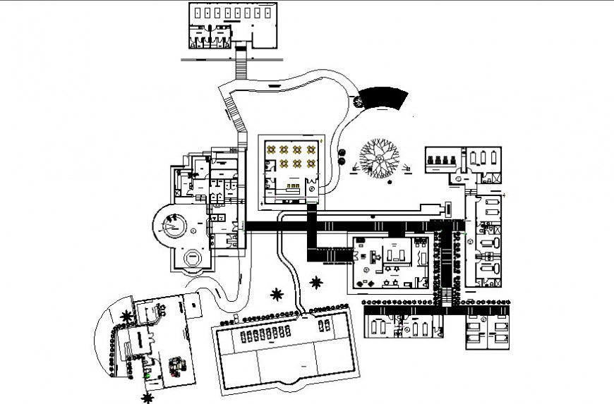 Drawings details of commerce building area plan dwg file