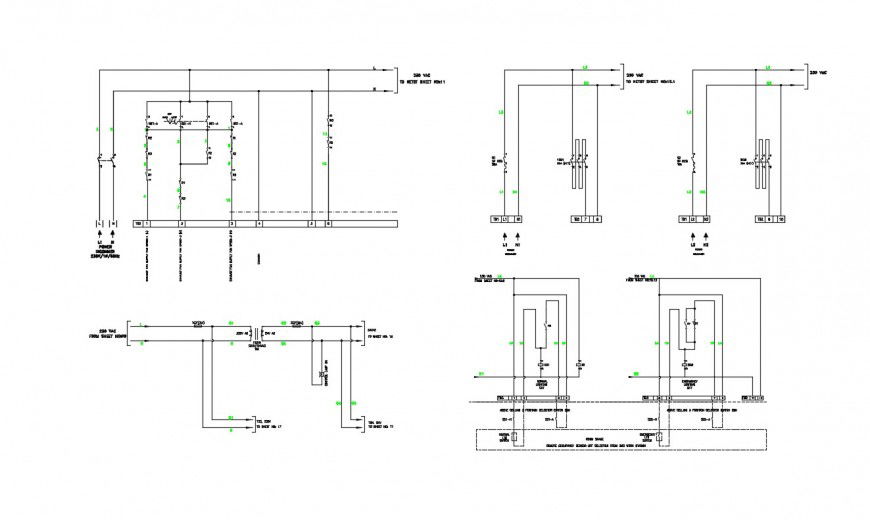 Drawings details of electrical diagram 2d view dwg file