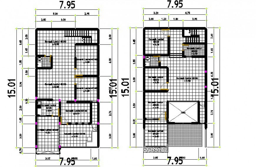 Drawings details of house 2d view plan dwg autocad file