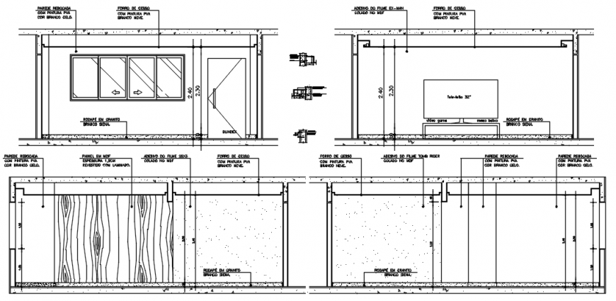 Drawings details of living room 2d view CAD elevation dwg file