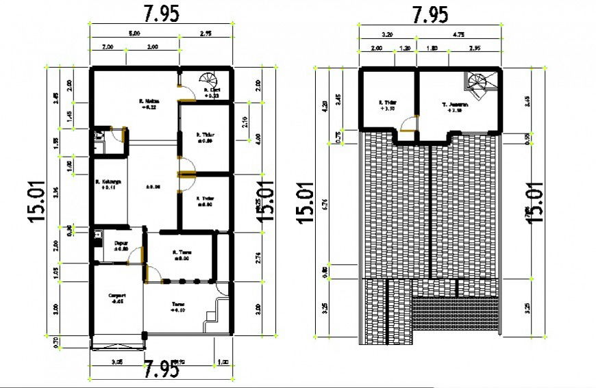 Drawings details of the house with roof plan details in autocad file