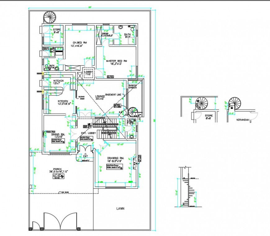 Drawings details 2d floor plan of housing living apartment dwg file