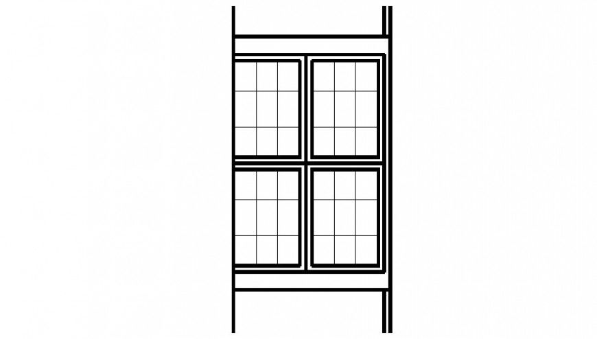 Drawings details 2d view elevation of window frame AutoCAD file