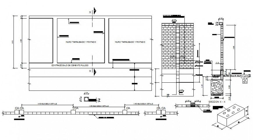 Drawings details 2d view of construction blocks autocad software file