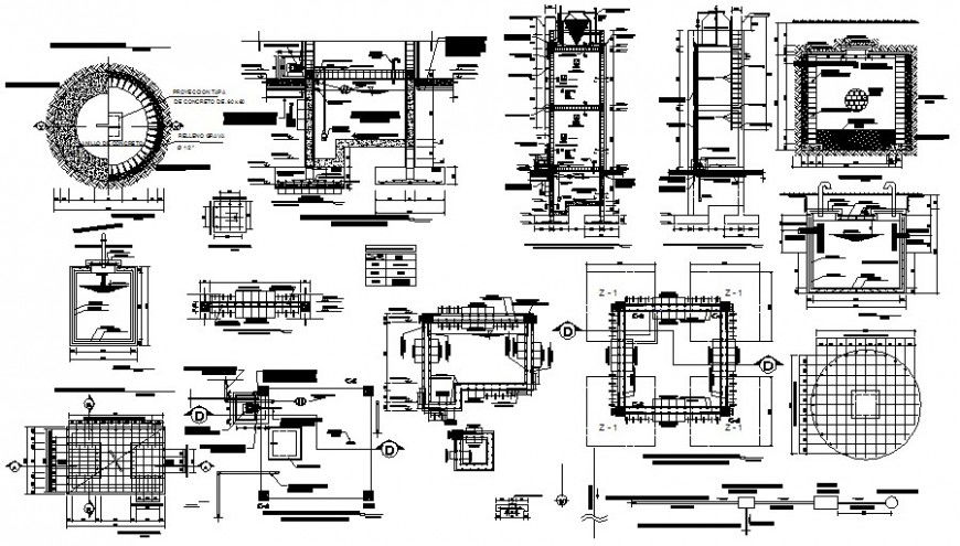 Drawings details 2d view of RCC structural blocks autocad file
