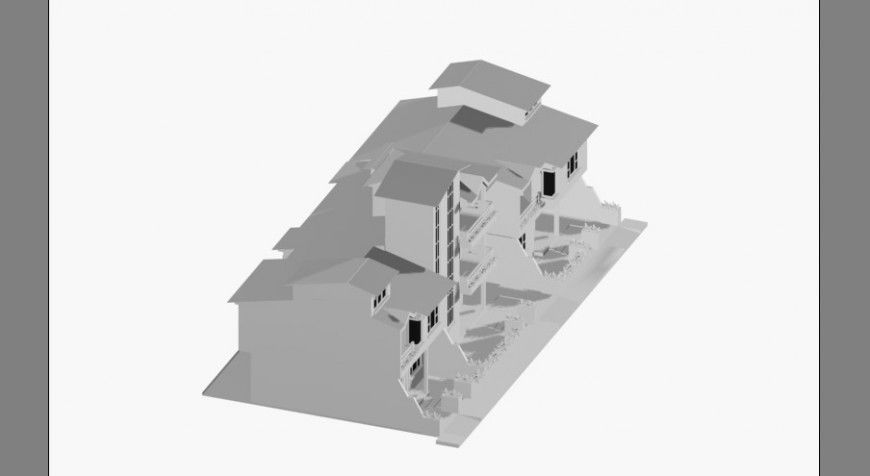 Drawings details 3d model of bungalow 3d max file