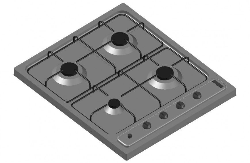 Drawings details 3d model of gas-stove autocad software file